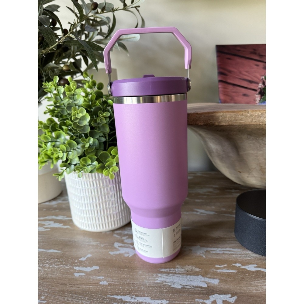 NEW Stanley 40 oz IceFlow Flip Straw Tumbler Cup Lilac Purple Handle Bottle - Picture 5 of 9